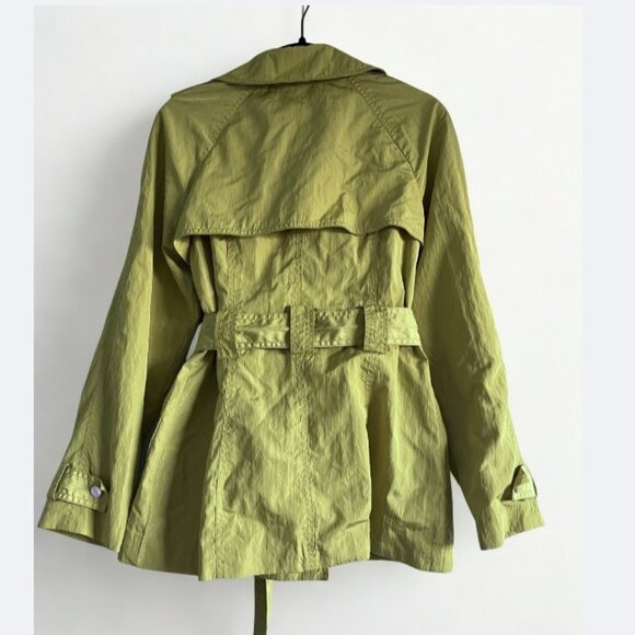 Anne Klein Belted Rain Jacket in Chartreuse Green | Petite Small | Fits XS–S - Picture 8 of 10